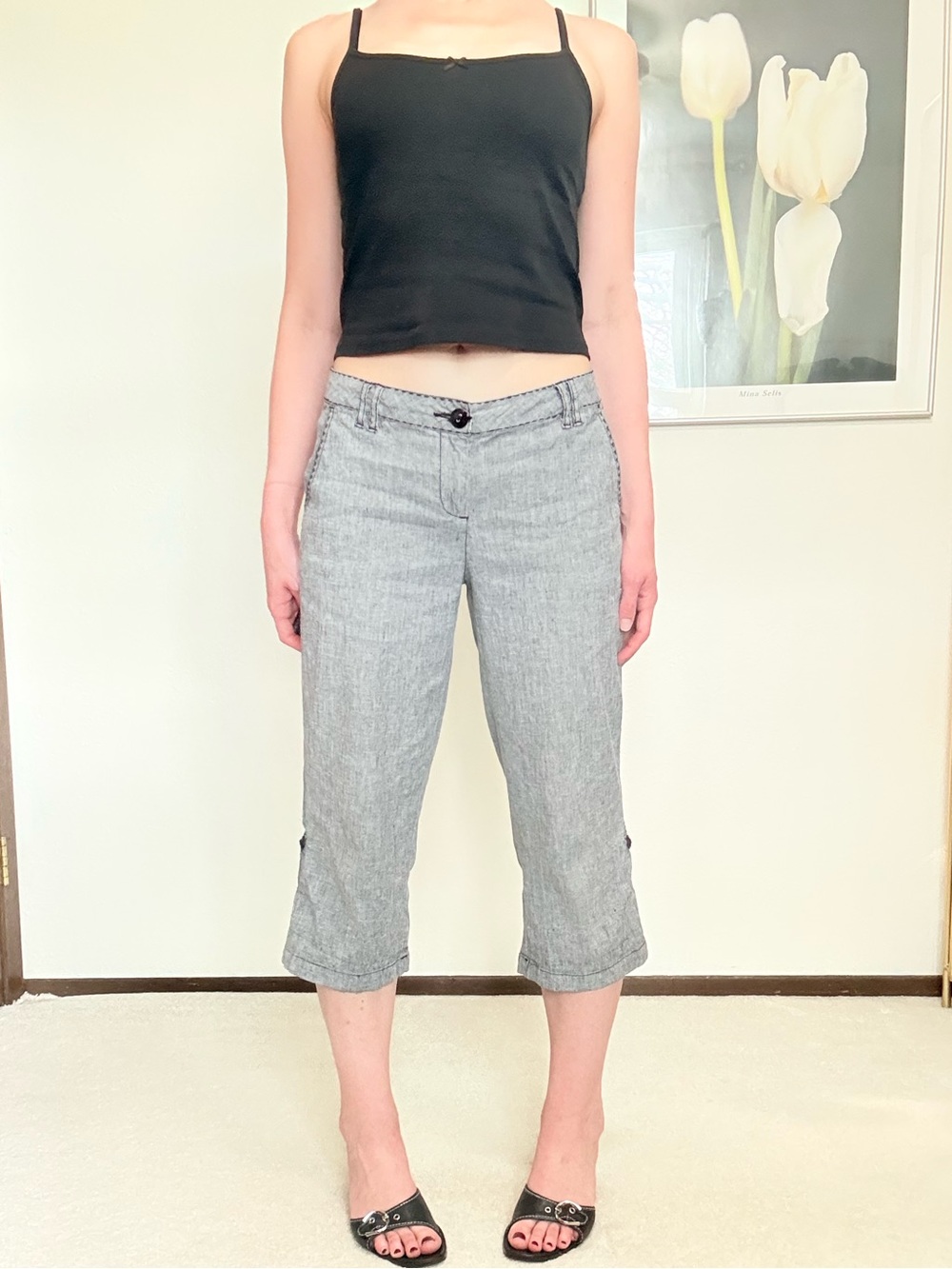 Y2K White House Black Market Low Rise Relaxed Capris Blokette Feminine Chic